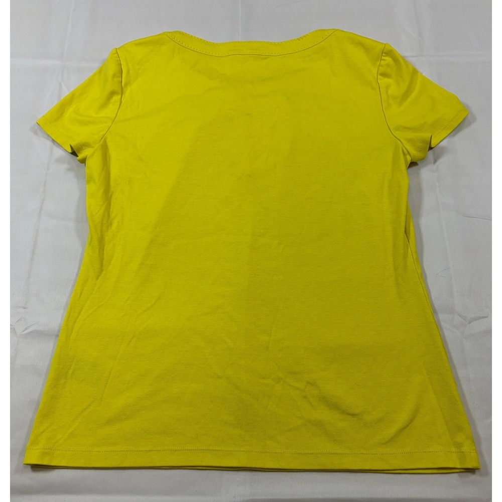 Lafayette 148 New York Womens Chartreuse Yellow Pleated Keyhole Top Size Medium - Picture 5 of 9